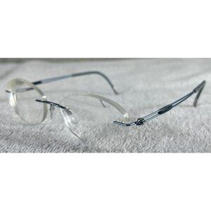 Silhouette 5521 FB 5040 Rimless Round Blue Gunmetal Eyeglasses Frames 52-17-140